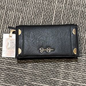 Jessica Simpson Black Clutch with Gold Details